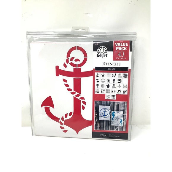 Plaid Folk Art 26 Piece STENCIL Set - 43 Sea Life Design Stencils - Picture 2 of 4